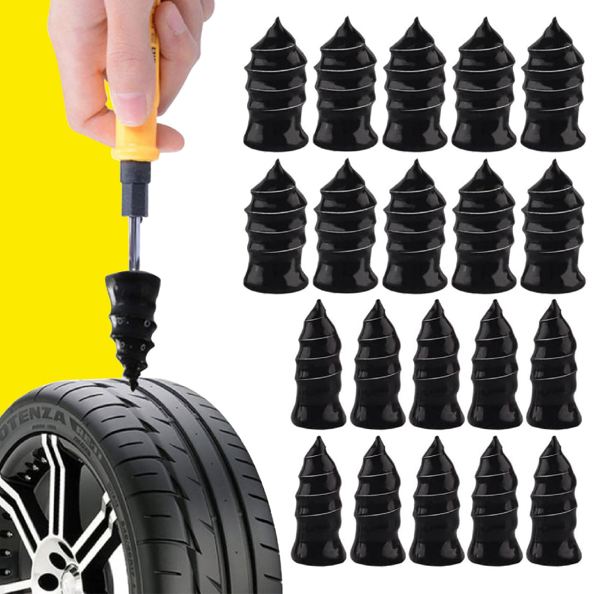TURBOPATCH™ – KIT 20 TORNILLOS DE GOMA SELLADORES PARA LLANTAS + ENVÍO GRATIS📦