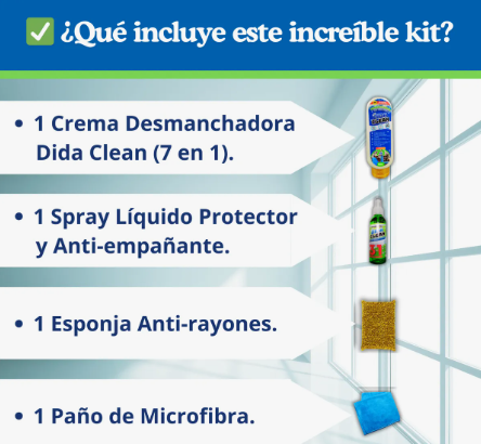 KIT DESMANCHADOR Y PROTECTOR DE VIDRIOS PREMIUM